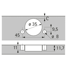 Sensys 165° Opening Wide-Angled Hinge with Zero Protrusion, 45mm Boring Pattern, Soft-Closing, Half Overlay, Nickel-Plated, Dowelled - Alt Image 3