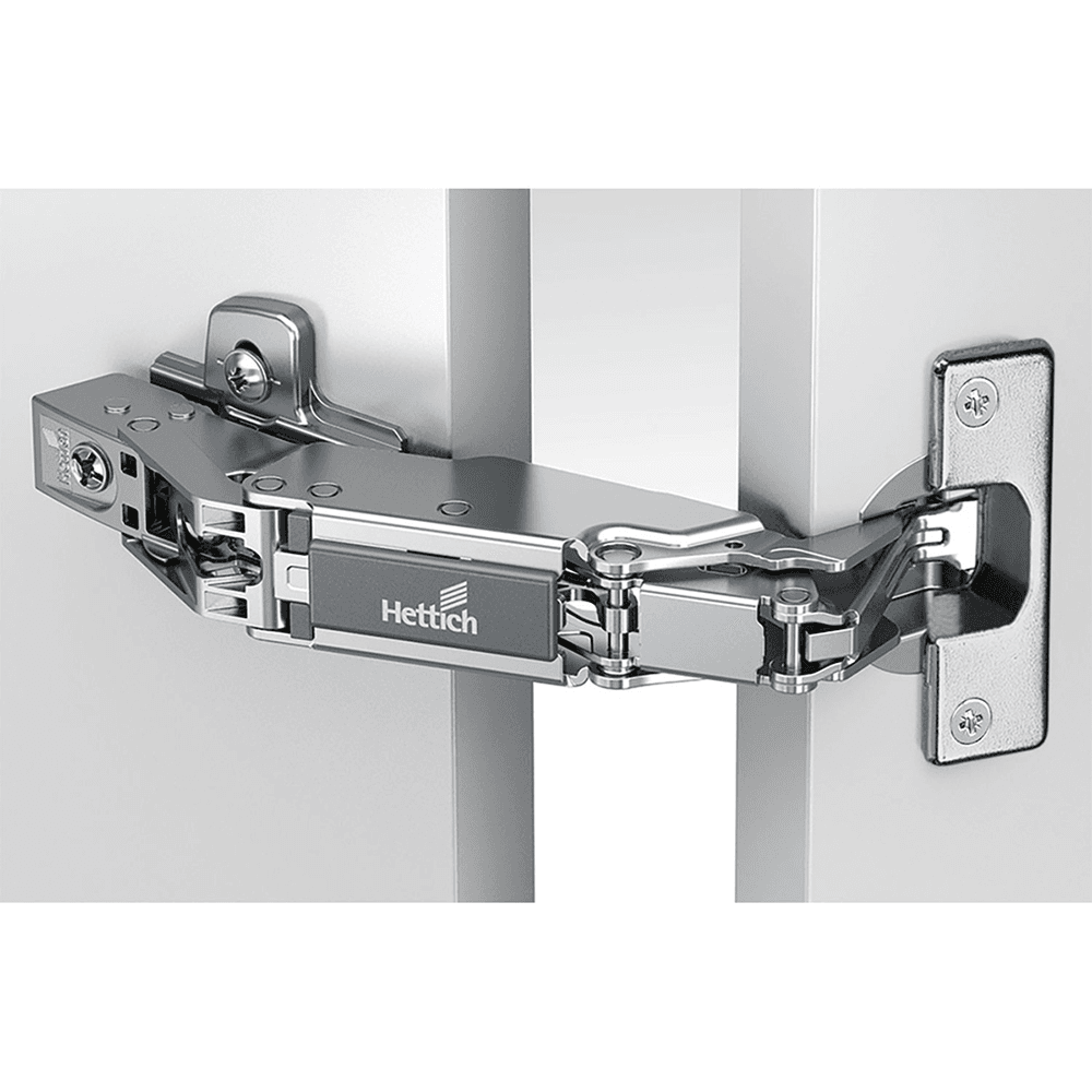Sensys 8657 165&#730; Opening Zero Protrusion Hinge, 45mm Bore Pattern, Self-Closing, Half Overlay, Nickel-Plated, Dowelled - Main Image