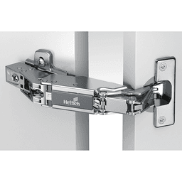 Sensys 8657 165&#730; Opening Zero Protrusion Hinge, 45mm Bore Pattern, Self-Closing, Half Overlay, Nickel-Plated, Dowelled - Main Image