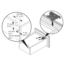 Hettich America Quadro Locking Device Set for 1/2" Material Thickness - Height Adjustment