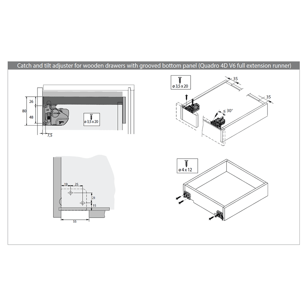 Quadro V6, 21 in. Full Extension Drawer Slide (5-Sets)