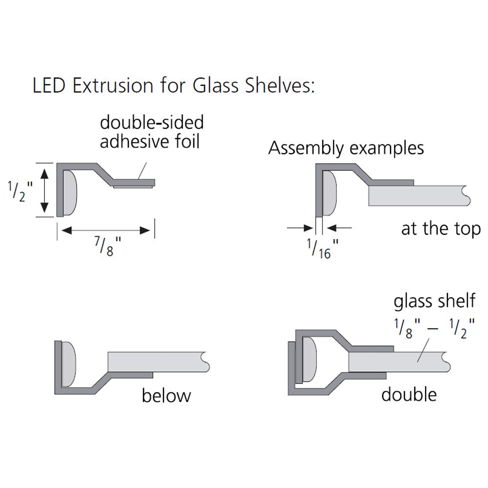 Self-adhering, 0.8W/ft. LED tape with flexible mounting.