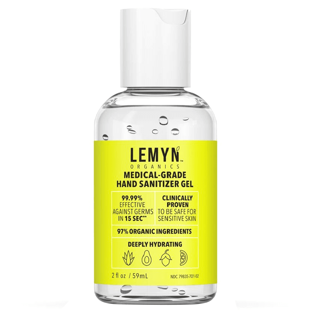 Lemyn Organics Medical Grade Hand Sanitizer Gel 2oz Bottle Front View