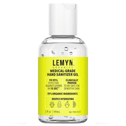 Lemyn Organics Medical Grade Hand Sanitizer Gel 2oz Bottle Front View