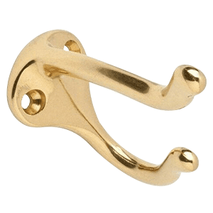 Brass Finish Coat/Hat Hook by Ives - Angle View