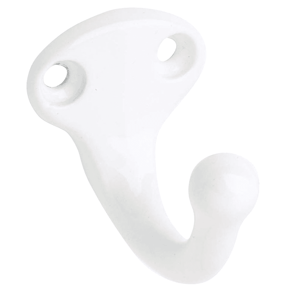 Ives 1-1/4" Single Wardrobe Hook with White Finish - Image 1