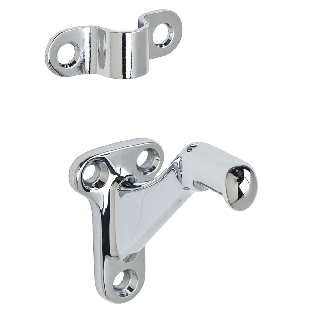 Polished brass handrail bracket by Ives