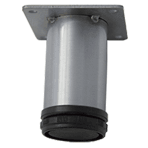 Adjustable table leg for cabinets - 2" diameter x 4" high, satin chrome finish - Pride Industrial LLC
