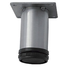 Adjustable table leg for cabinets - 2" diameter x 4" high, satin chrome finish - Pride Industrial LLC