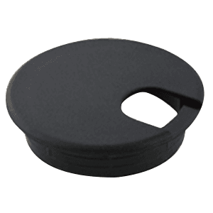 2-1/2" black plastic grommet for managing and protecting wires in furniture and electronics equipment - Pride Industrial Llc