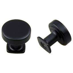 32mm Vail/Manhattan round flat top knob in matte black finish by Pride Industrial LLC