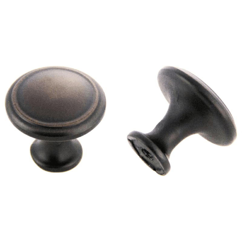 Antique satin brass round knob with 26mm projection