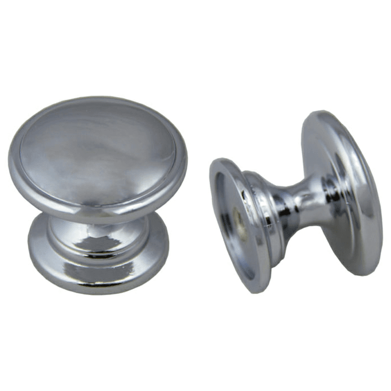 Polished chrome 32mm round knob with breakaway screw by Pride Industrial Llc