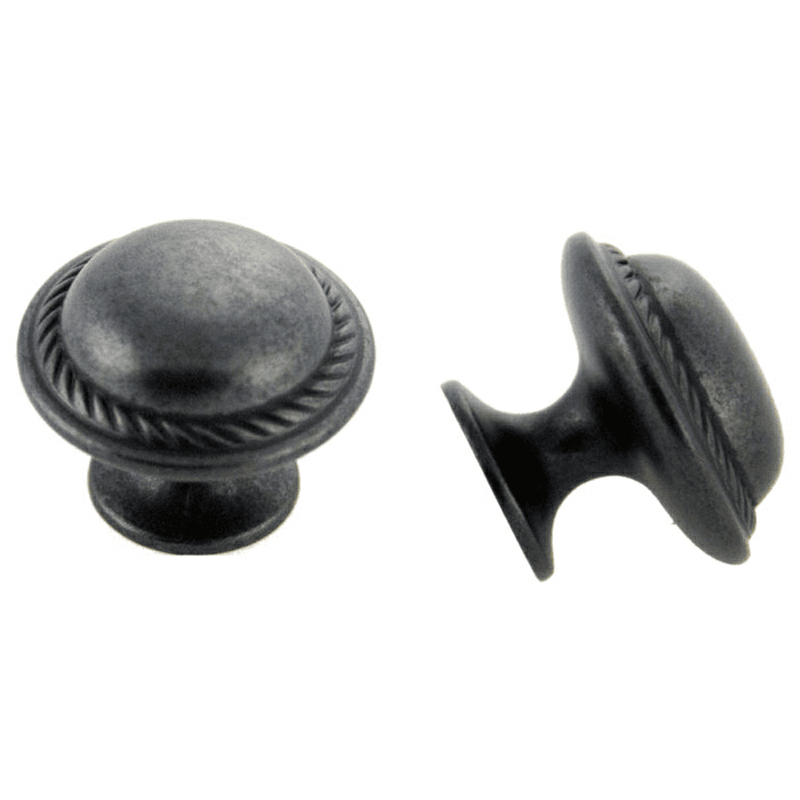 30mm Traditional Rope Round Knob in Weathered Black Finish by Pride Industrial Llc
