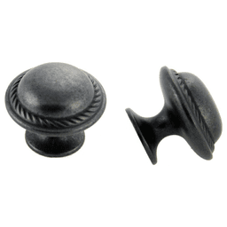 30mm Traditional Rope Round Knob in Weathered Black Finish by Pride Industrial Llc