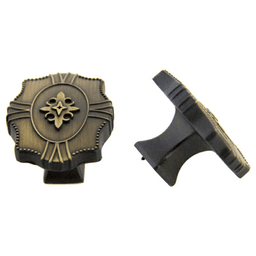 48mm Traditional Fleur de Lis Knob in Antique Satin Brass by Pride Industrial Llc