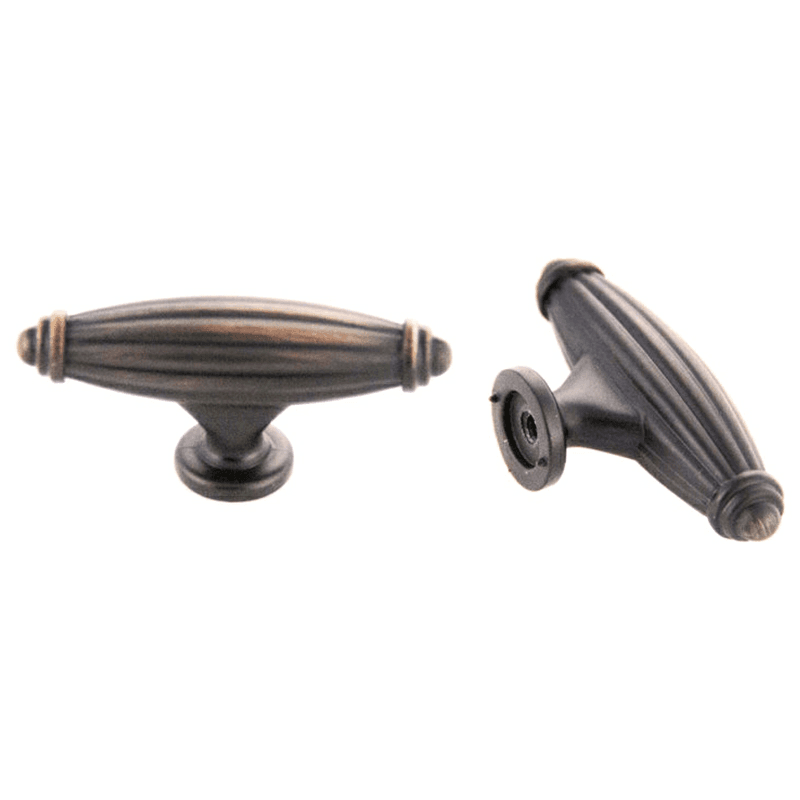 Antique satin pewter T-handle deco knob by Pride Industrial Llc