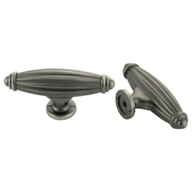 65mm traditional T-handle deco knob in antique satin pewter finish by Pride Industrial Llc