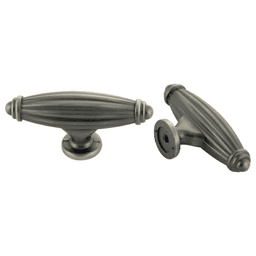 65mm traditional T-handle deco knob in antique satin pewter finish by Pride Industrial Llc