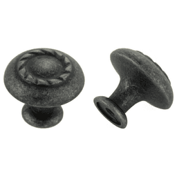 30mm traditional rope round knob in antique silver finish by Pride Industrial LLC