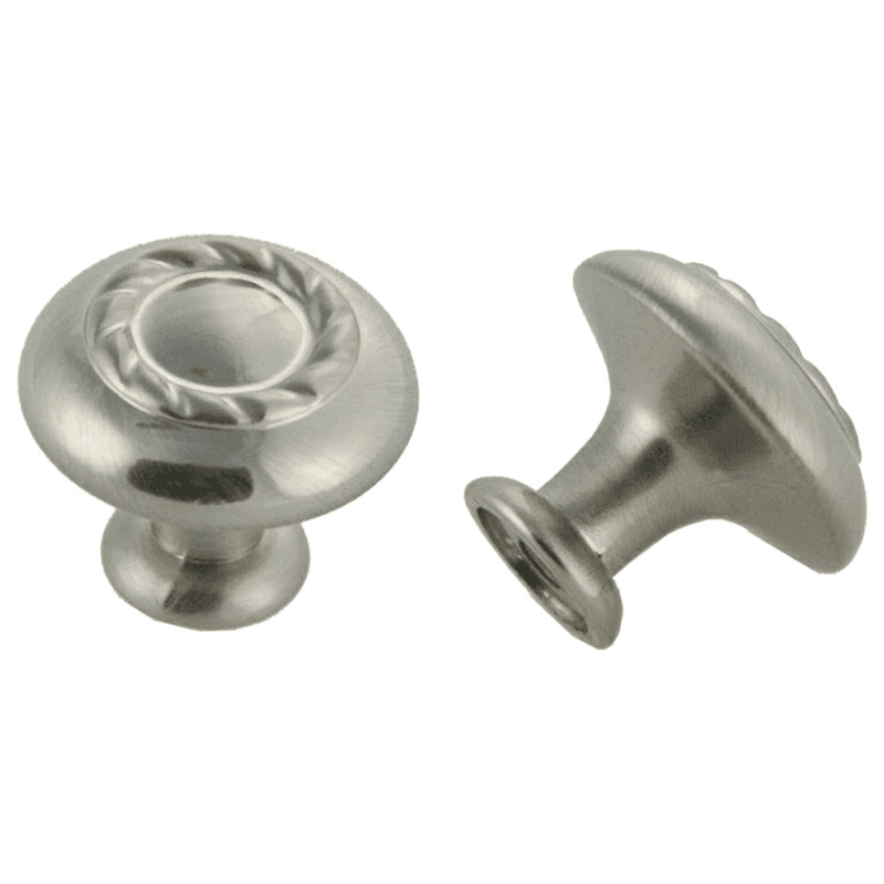 Round Satin Nickel Knob with Traditional Rope Design, 30mm Size