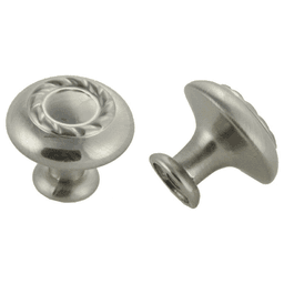 Round Satin Nickel Knob with Traditional Rope Design, 30mm Size