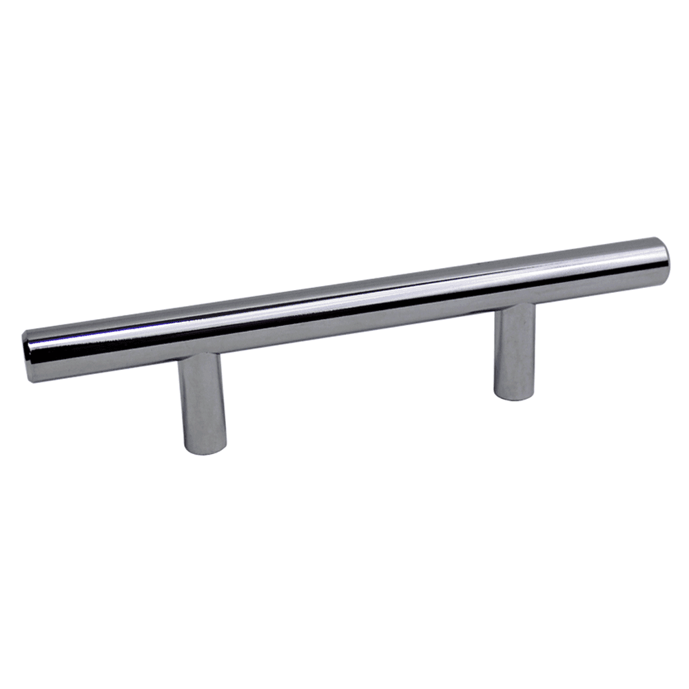 Pride Industrial Llc 3" T-Bar Pull in Polished Chrome, 6" Length - Front View