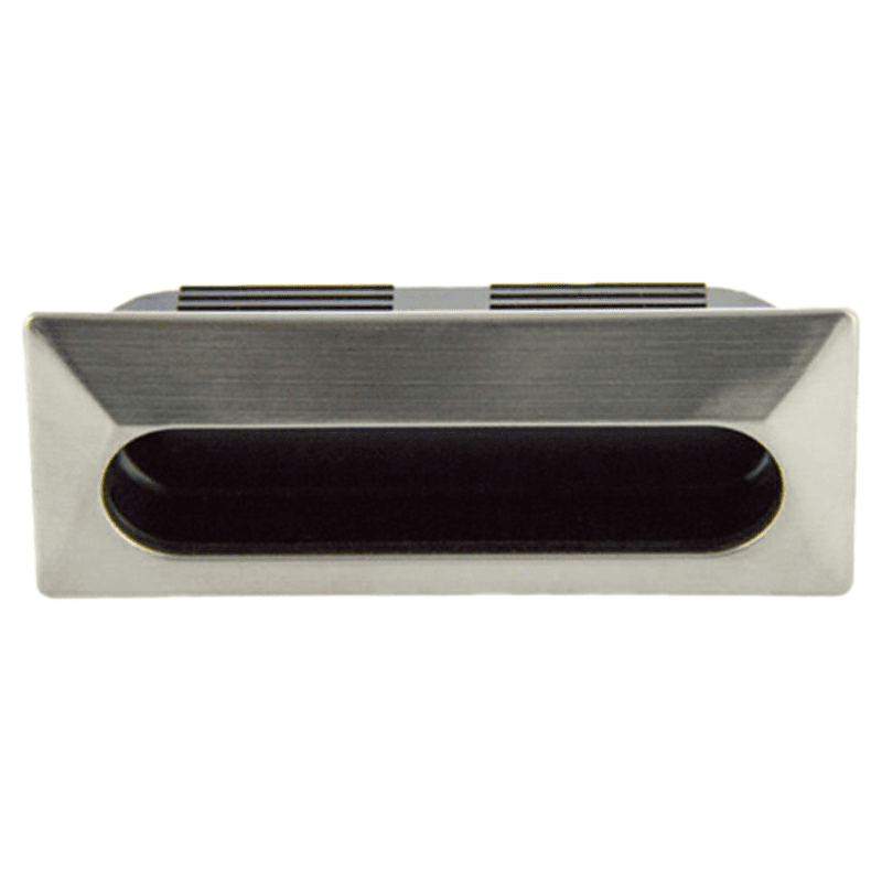 114mm Plastic Recessed Flush Pull with Face in Black/Stainless Steel Finish by Pride Industrial LLC