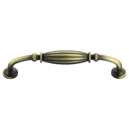 128mm Traditional Deco Handle Pull in Antique Satin Brass Finish