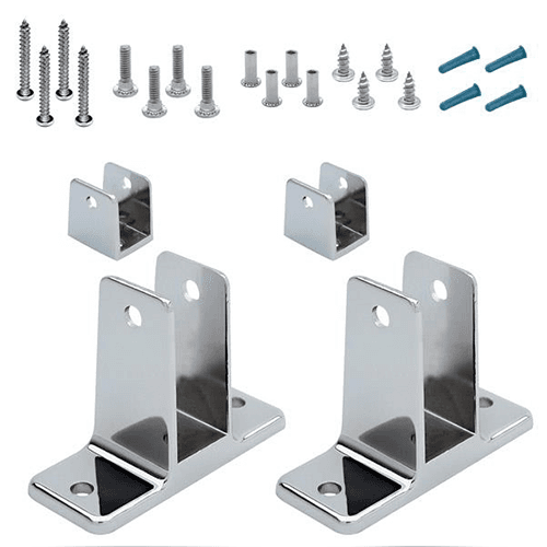 Chrome-plated zamac panel bracket kit with U and wall brackets for 7/8" thick material