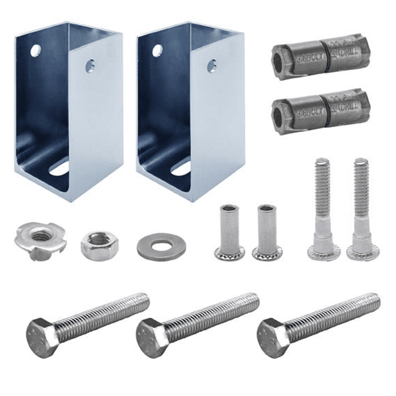 Jacknob's Satin Chrome Pilaster Post Shoe Kit with All Necessary Hardware for 1-1/4" Panels