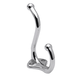 Jacknob Double Prong Coat Hook in Polished Chrome for Commercial Toilet Partition Doors - Modern Contemporary Style