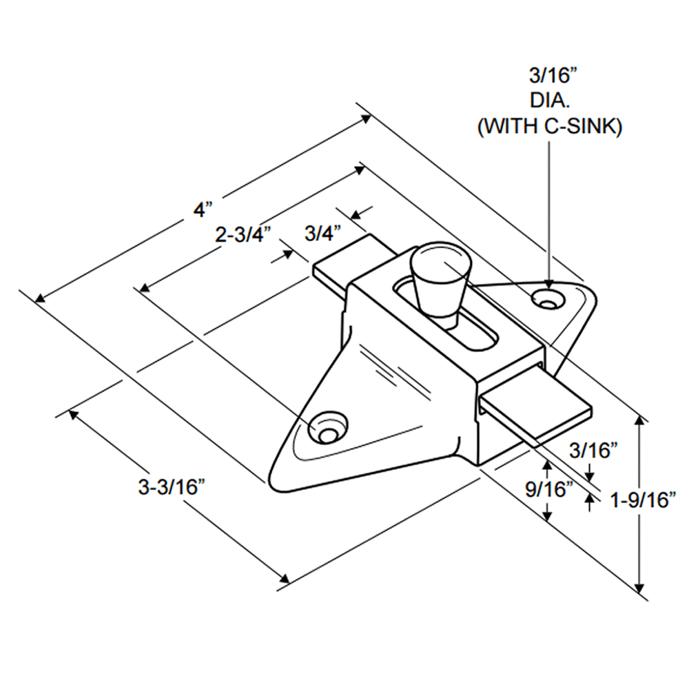 Jacknob Slide Latch with Chrome Plating for Surface Mounting