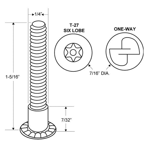 View of Jacknob's 1-5/16" One-Way Shoulder Screw with Chrome Plating - Image 2