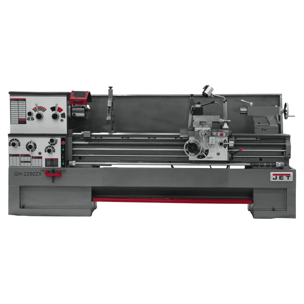Jet Tools GH-2280ZX 10 HP Large Spindle Bore Lathe with Taper Attachment/Newall DP700 DRO, 3 Phase/230V/460V Main - Image