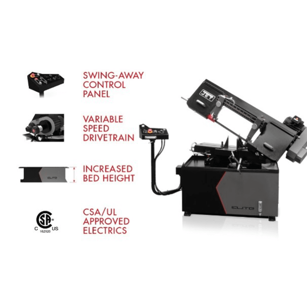 Jet Tools EHB-1018VM 10&quot; x 18&quot; Semi-Auto Variable Speed Dual Mitering Saw, 3 Phase/230V/460V Alt 3 - Image