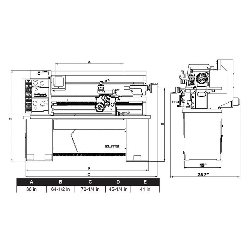 Jet Tools E-1236VS 12&quot;x36&quot; Elite EVS Lathe, 3 Phase/230V Alt 1 - Image