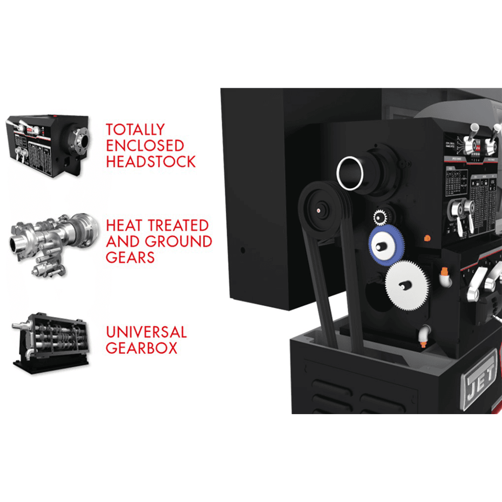 Jet Tools EGH-1740 Elite Geared Head Lathe with ACU-RITE 203 DRO/Taper Attachment Alt 6 - Image