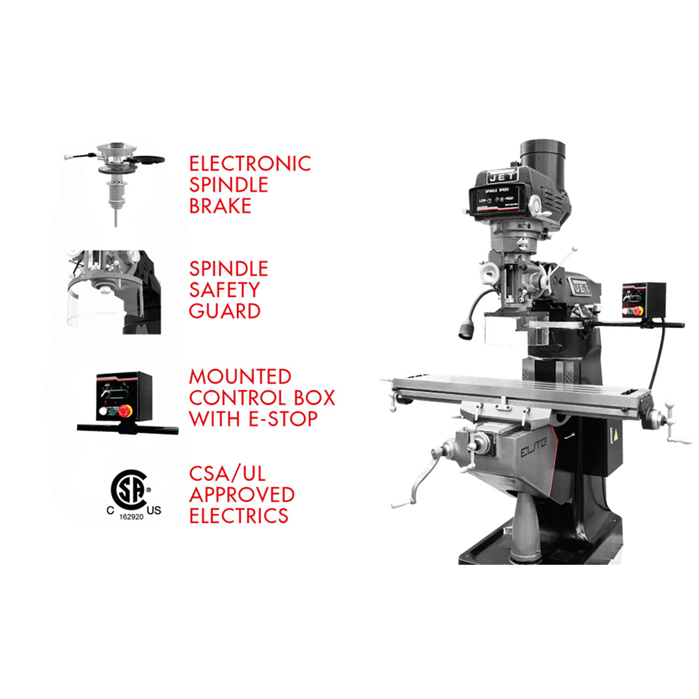 Jet Tools ETM-949 3 HP Mill with 3-Axis ACU-RITE 203/Powerfeeds/Air Draw Bar, 3 Phase/230V/460V Alt 7 - Image