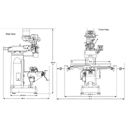 Jet Tools ETM-949 3 HP Mill with 3-Axis ACU-RITE 203/Powerfeeds/Air Draw Bar, 3 Phase/230V/460V Alt 9 - Image