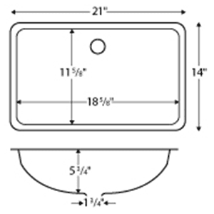 Karran A-309 Acrylic Undermount Vanity Sink, White, 21" x 14" x 5-3/4" - Front View