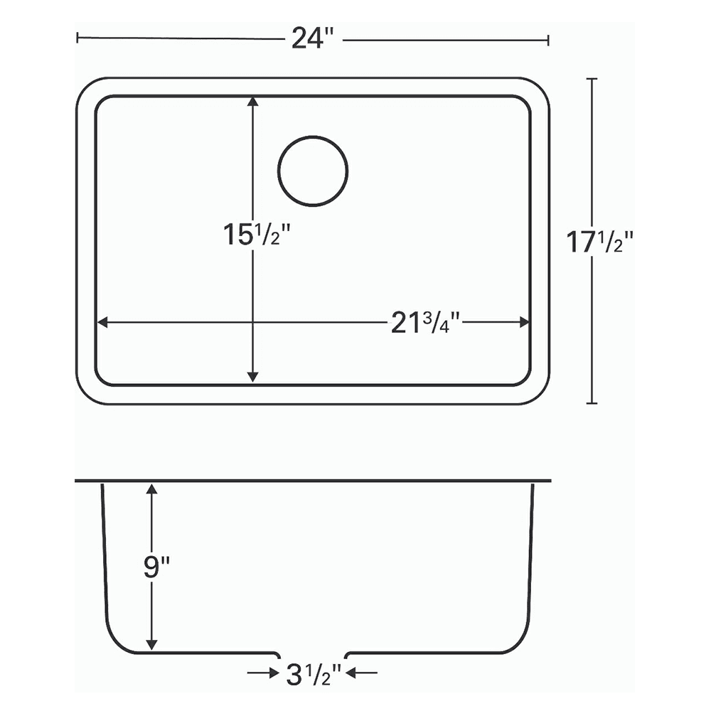 Seamless Undermount Sink for Laminate and Solid Surface Countertops