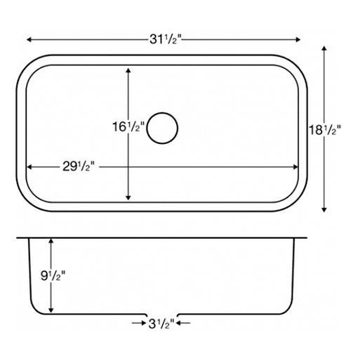 BC-3018 Stainless Steel Undermount 18G Large Single Bowl Kitchen Sink, 31-1/2" x 18-1/2" x 9-1/2 - Alt Image 2