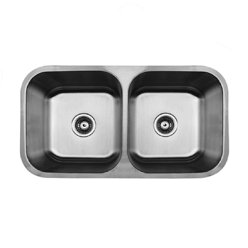 Karran BC-5050 Stainless Steel Undermount Double Bowl Kitchen Sink, 32-1/2" x 18-1/4" x 9" - Brushed Finish