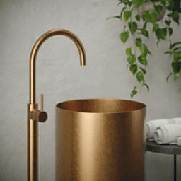 Cinox CCP100 Stainless Steel Free-Standing Round Pedestal Sink, 15" x 15" x 32-5/8", Brushed Copper Alt 2 - Image