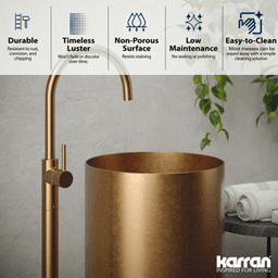 Cinox CCP100 Stainless Steel Free-Standing Round Pedestal Sink, 15" x 15" x 32-5/8", Brushed Copper Alt 4 - Image