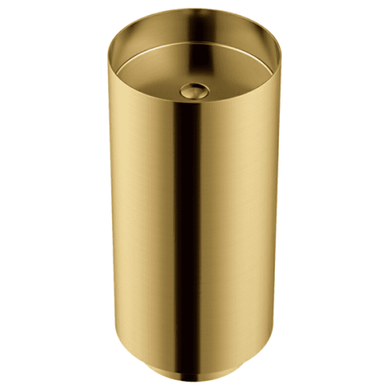 Cinox CCP100 Stainless Steel Free-Standing Round Pedestal Sink, 15" x 15" x 32-5/8", Gold Main - Image