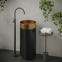 Cinox CCP200 Stainless Steel Free-Standing Round Pedestal Sink, 15" x 15" x 32-5/8", Brushed Copper/Gunmetal Gray Alt 1 - Image