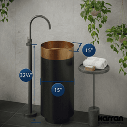 Cinox CCP200 Stainless Steel Free-Standing Round Pedestal Sink, 15" x 15" x 32-5/8", Brushed Copper/Gunmetal Gray Alt 3 - Image