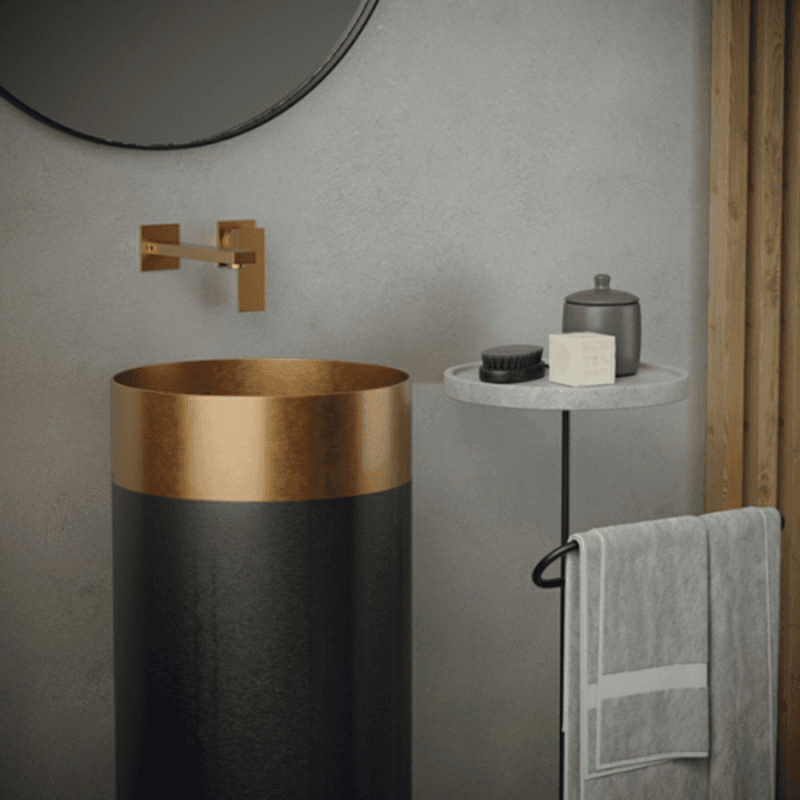 Cinox CCP300 Stainless Steel Free-Standing Round Pedestal Sink, 15" x 15" x 32-5/8", Brushed Copper/Gunmetal Gray Alt 2 - Image